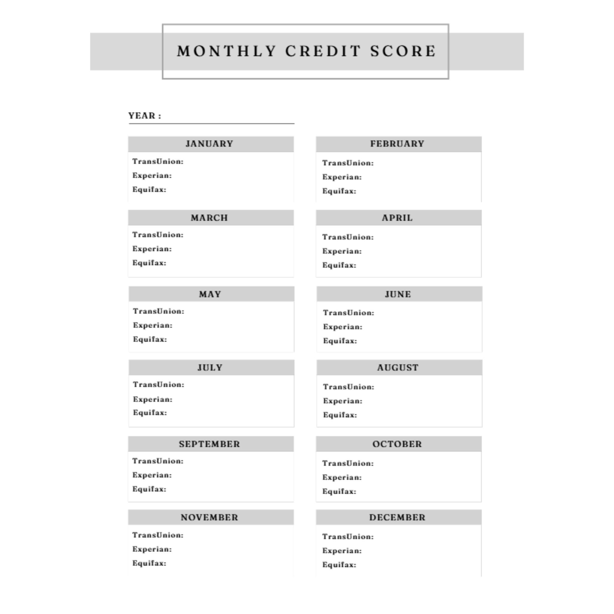 Credit Trackers Bundle