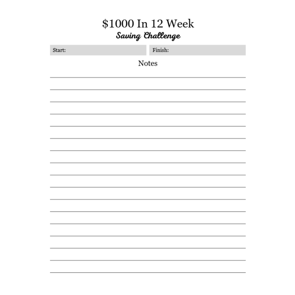 12 Weeks Saving Challenge Bundle
