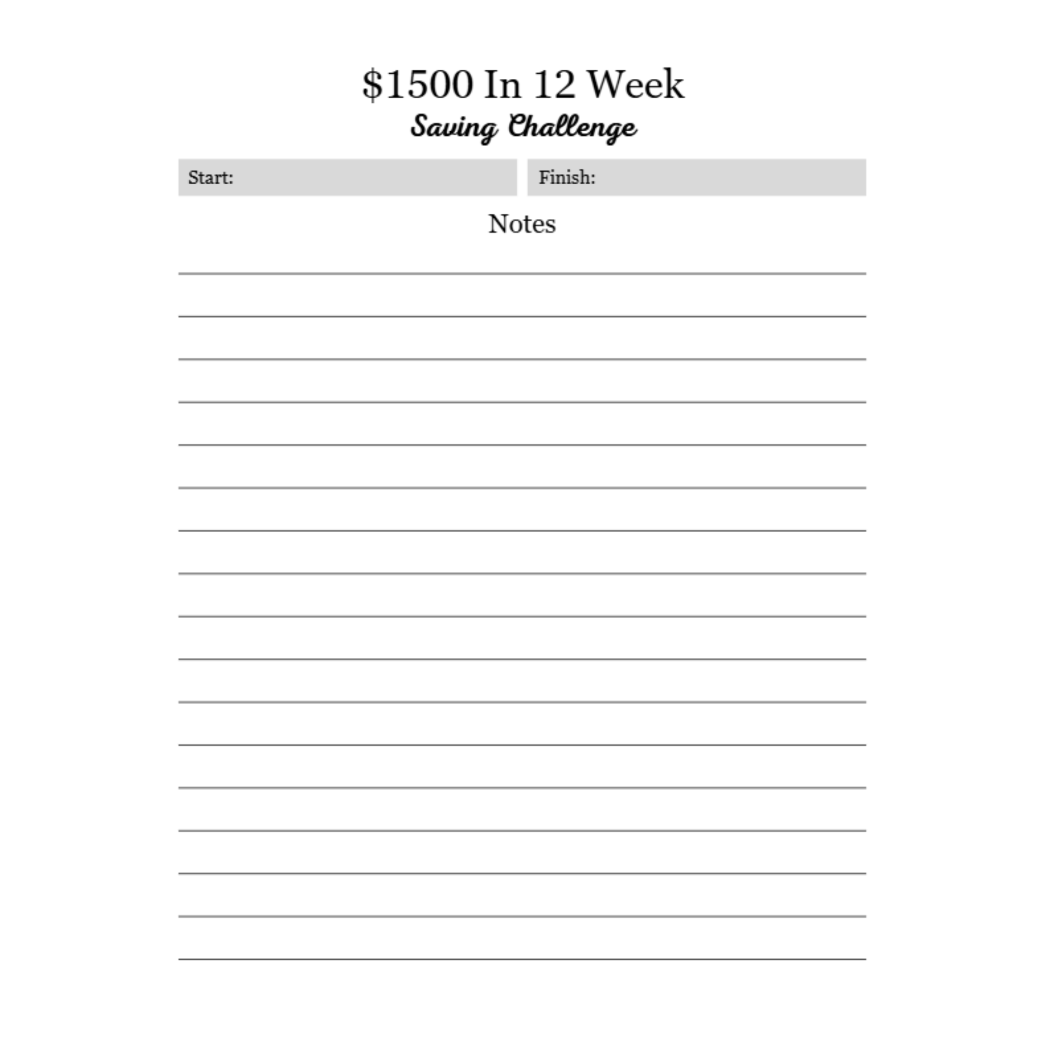 12 Weeks Saving Challenge Bundle