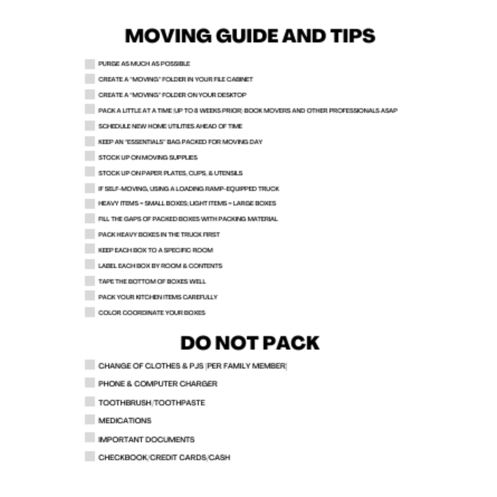 Moving Planner Bundle