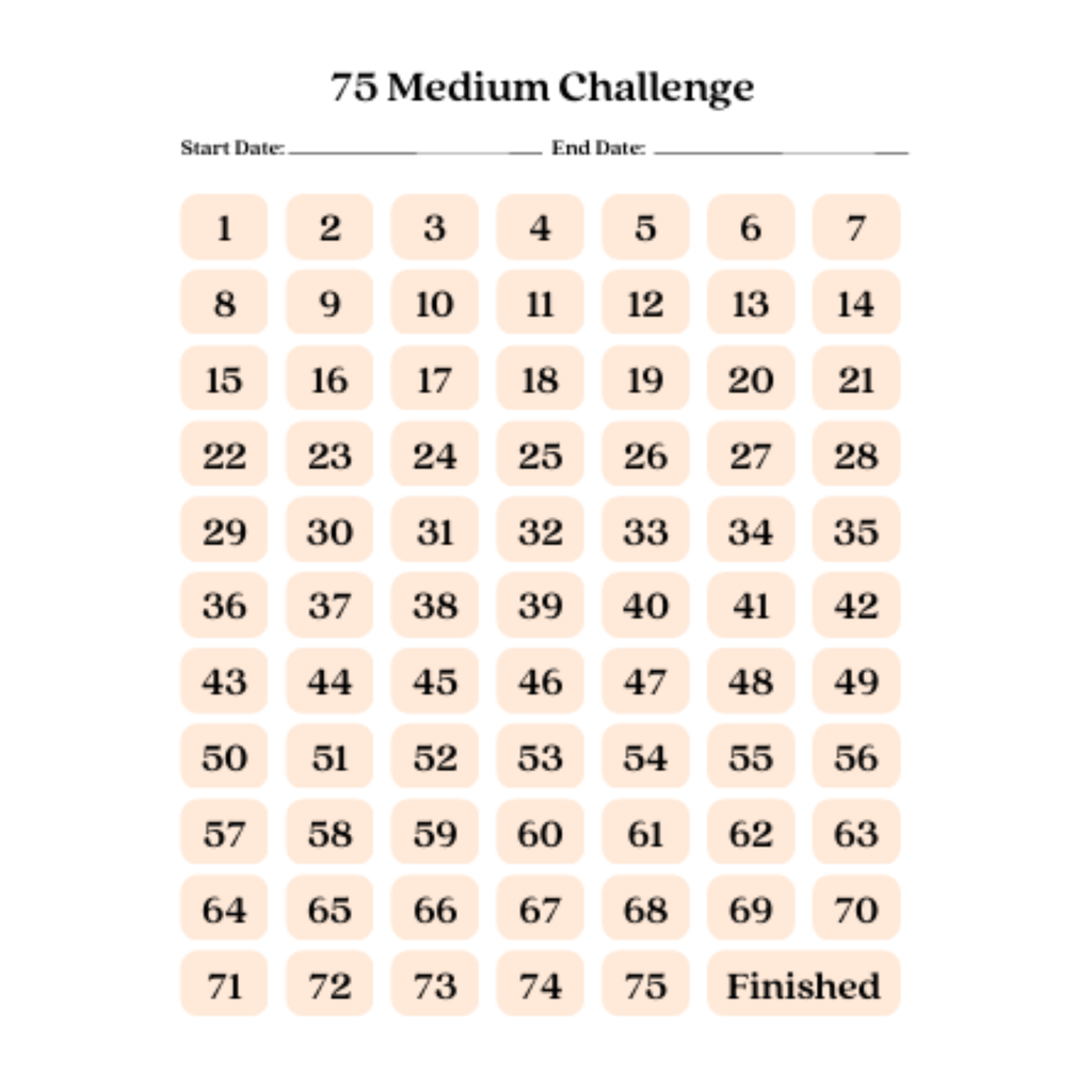 75 Medium Challenge Tracker Bundle