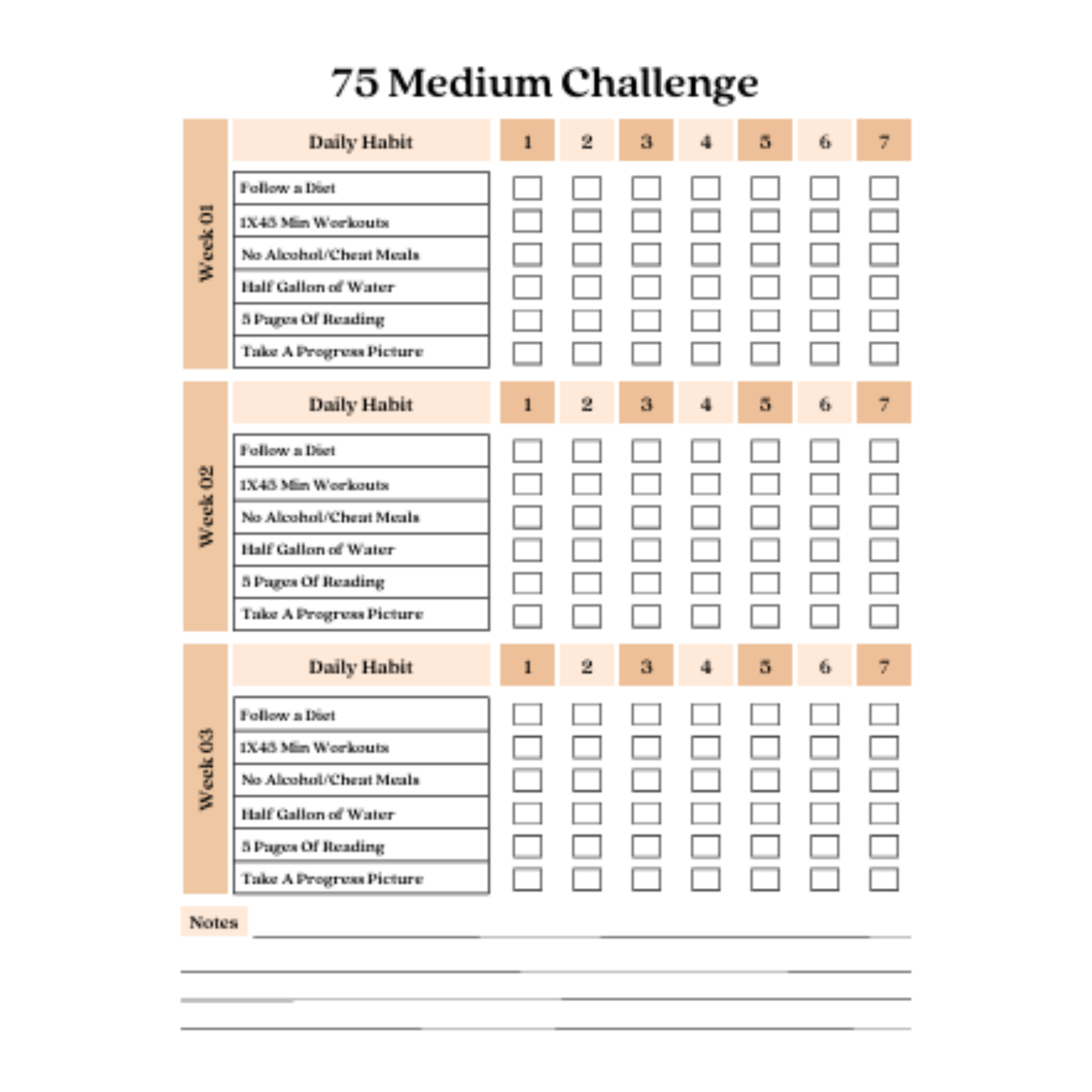 75 Medium Challenge Tracker Bundle