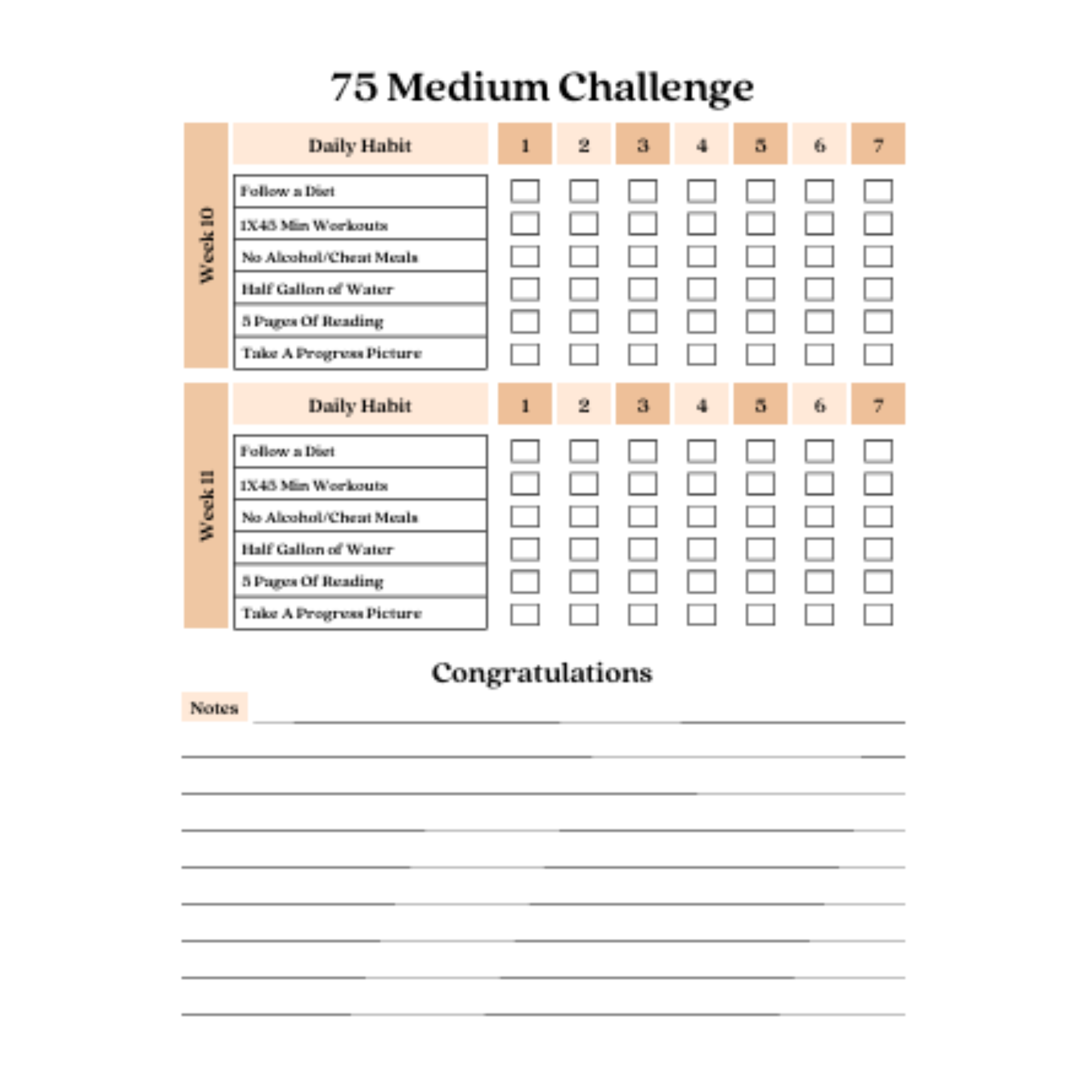 75 Medium Challenge Tracker Bundle