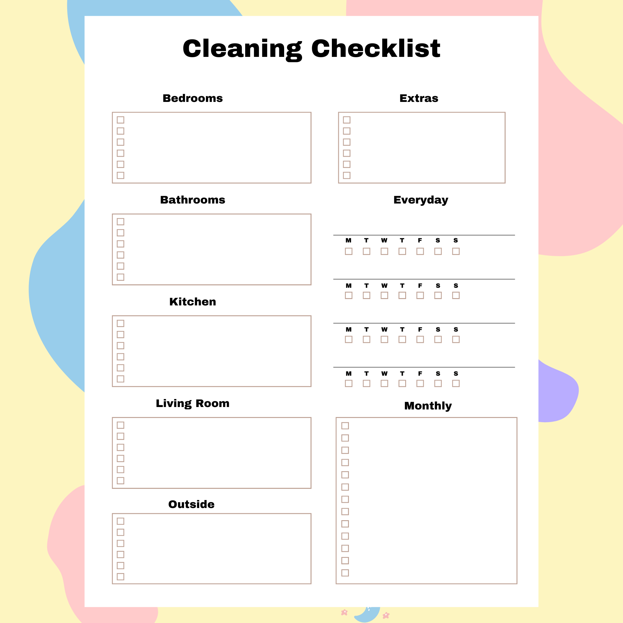 ADHD Cleaning Schedule Bundle featuring printable cleaning checklists