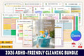 ADHD-Friendly Cleaning Tips printable guide cover with simple home organization strategies
