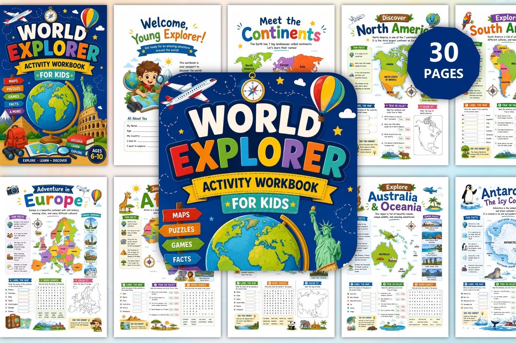 World Explorer Activity For Kids Workbook