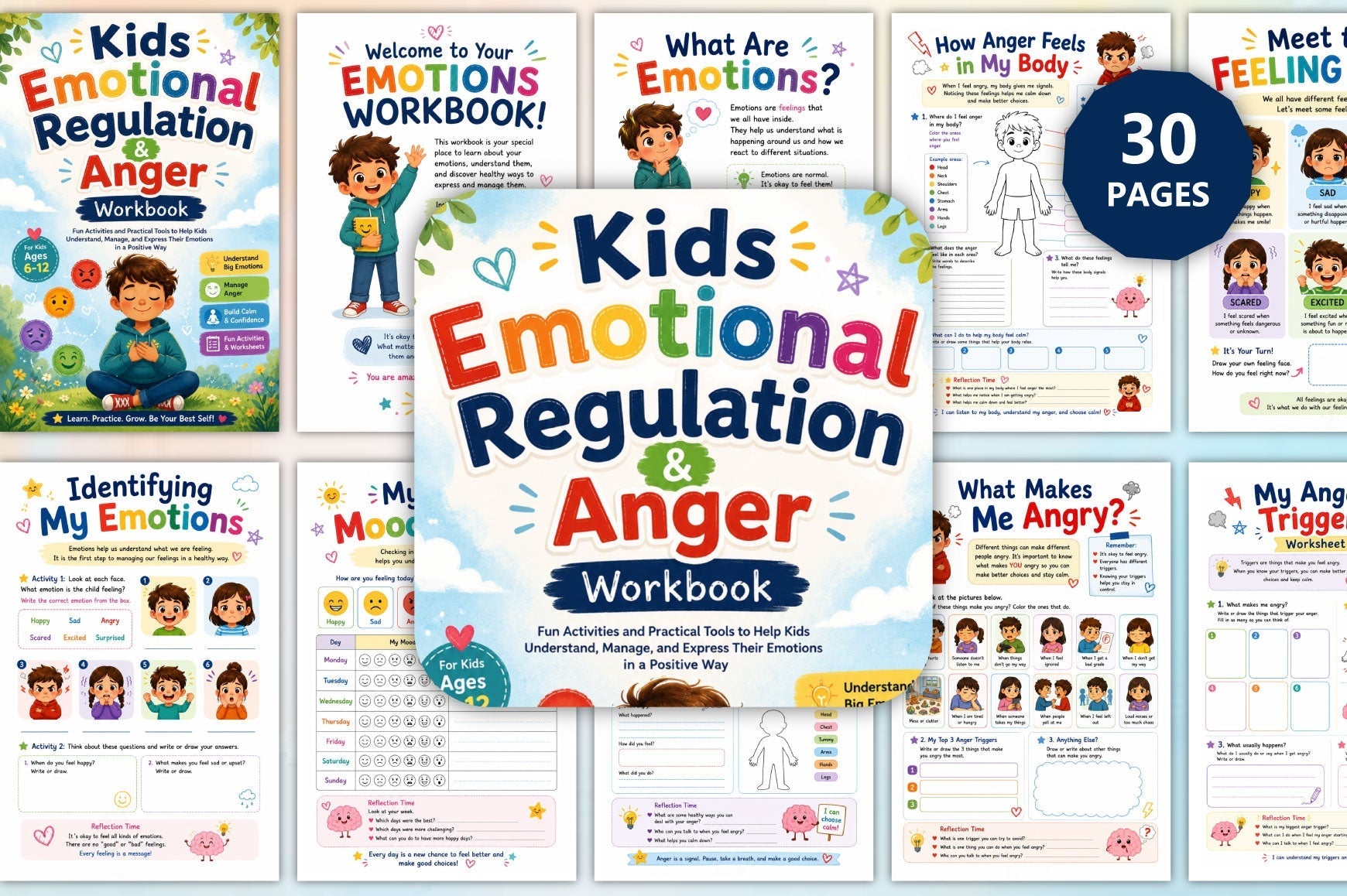 Kids Emotional Regulation Anger Workbook