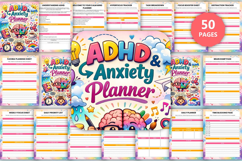 ADHD Anxiety Planner cover with printable anxiety management planner