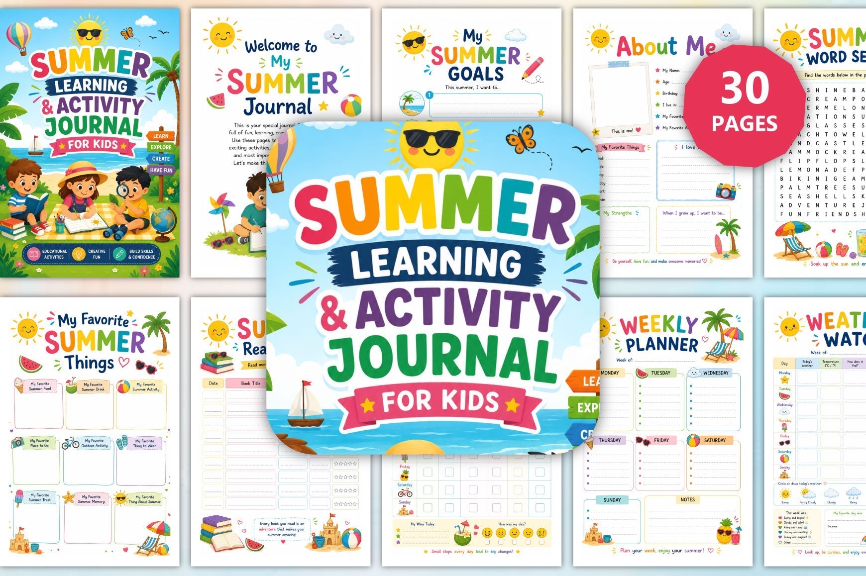 Summer Learning Activity For Kids Journal