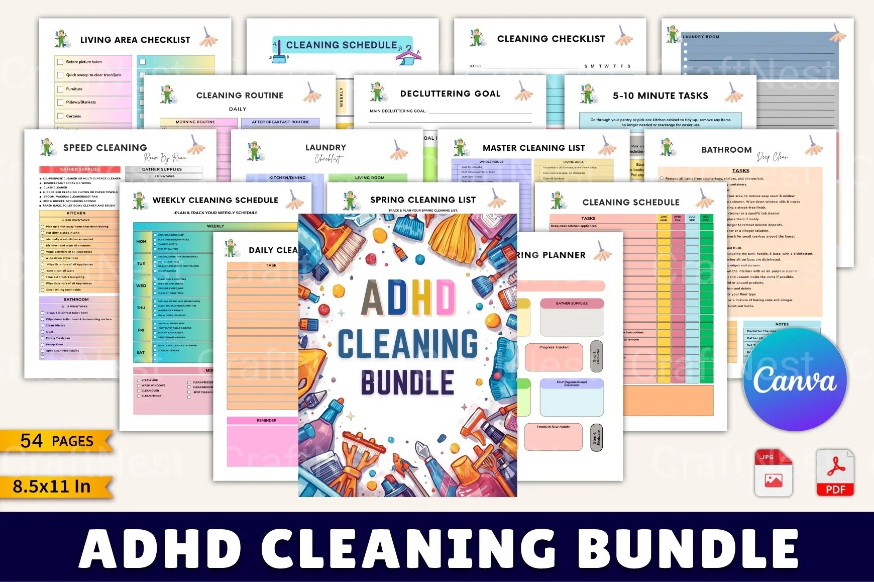 ADHD Cleaning Tips and Strategies cover with printable cleaning guide