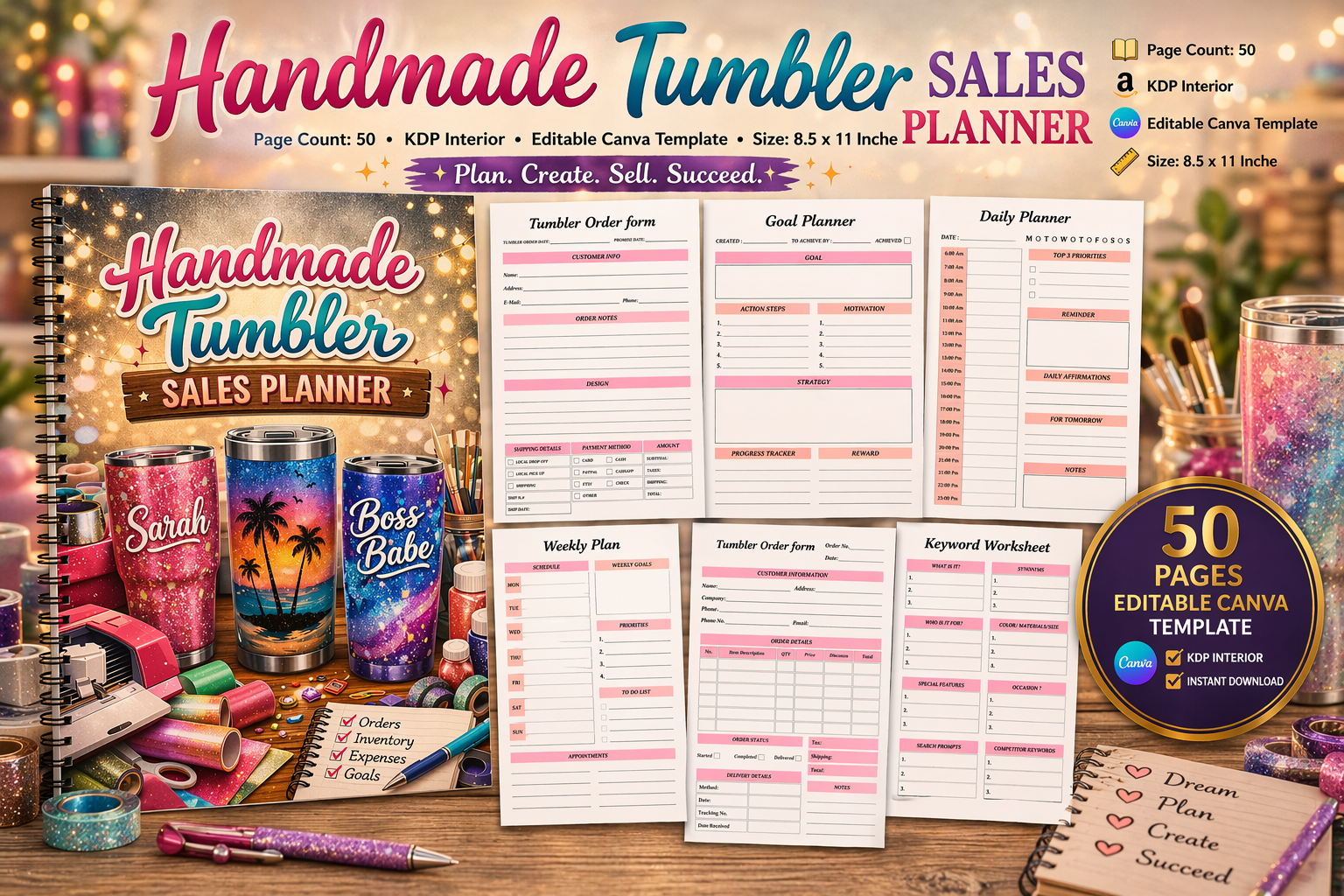 Handmade Tumbler Sales Planner