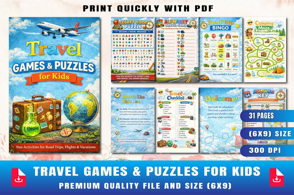 Travel Games & Puzzles Planner for Kids