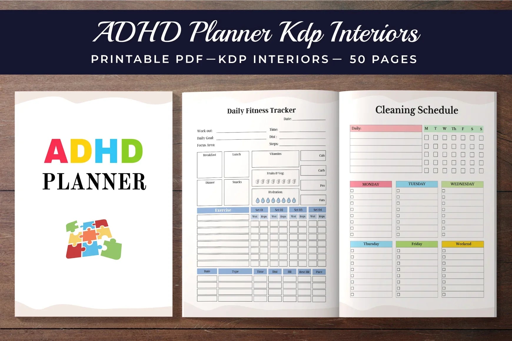 ADHD Planner Bundle cover with printable planner collection