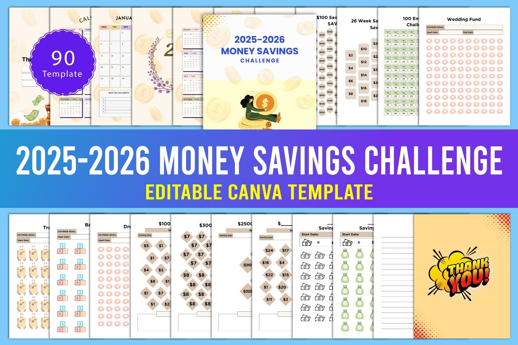 Money Savings Challenge Planner