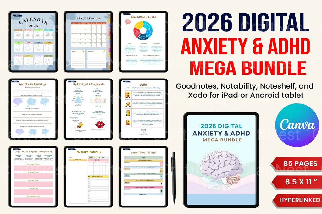 ADHD Printable Planner for anxiety and ADHD management workbook cover