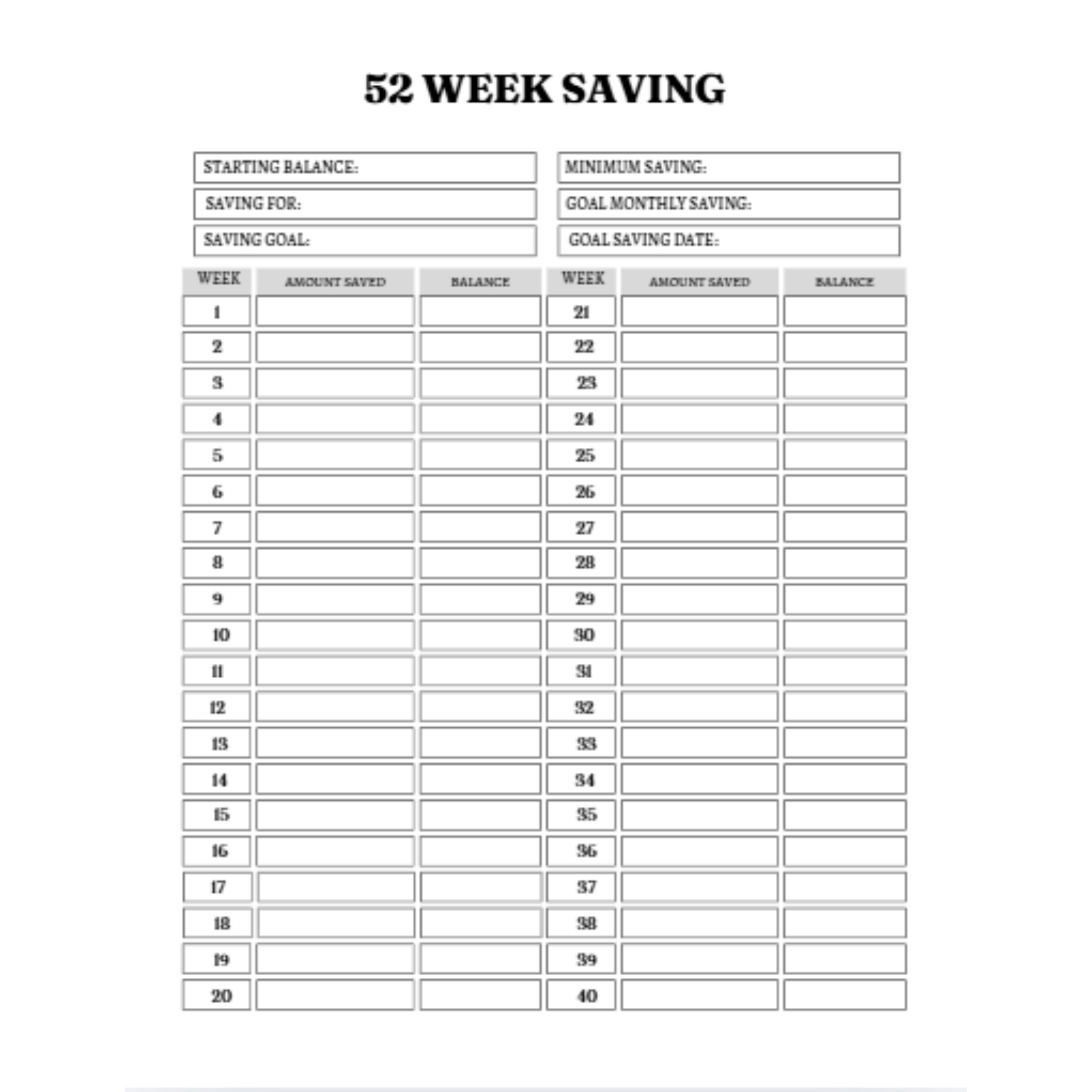 52 Week Saving Tracker Bundle