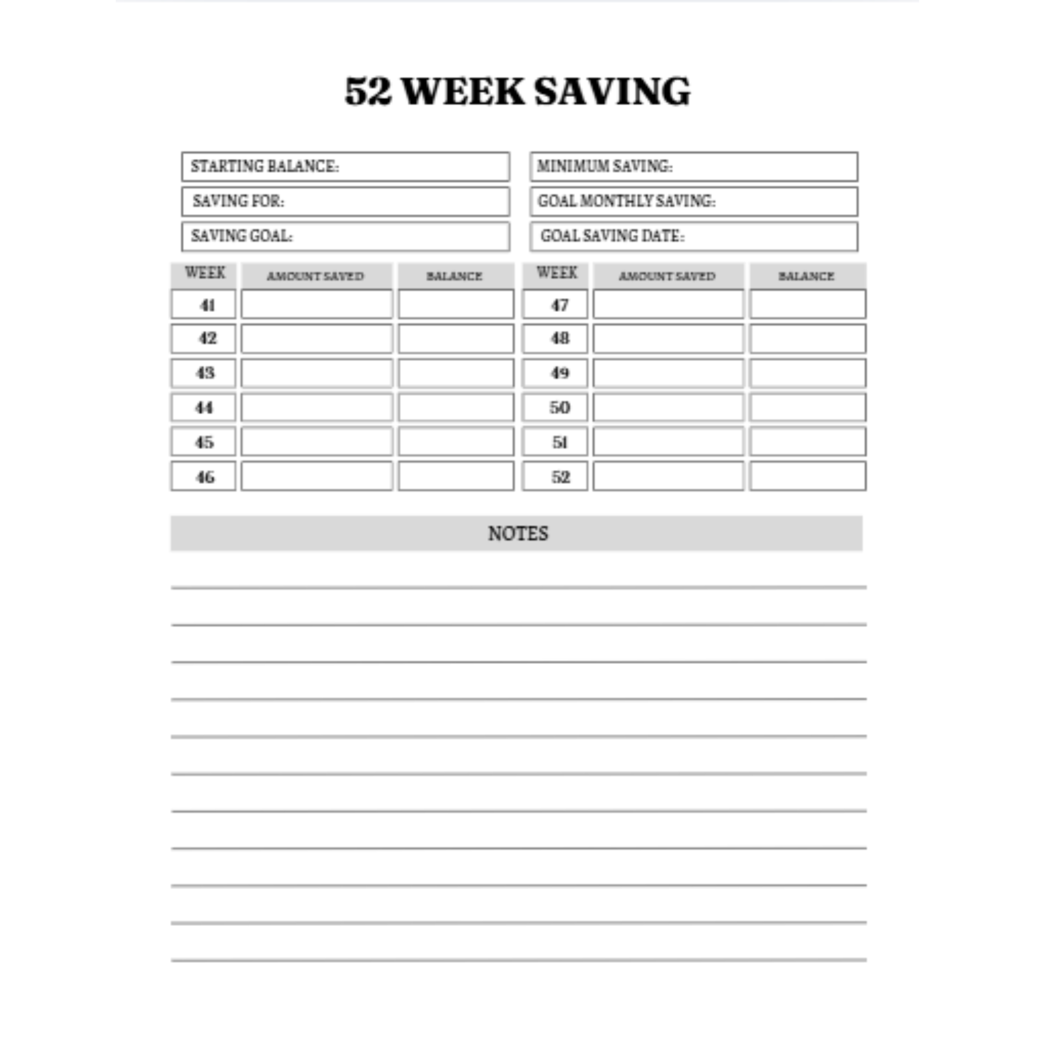 52 Week Saving Tracker Bundle