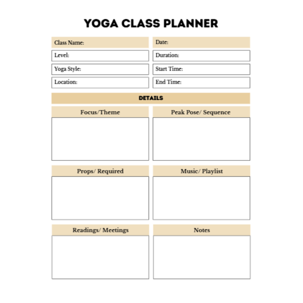 Yoga Class Planner Bundle