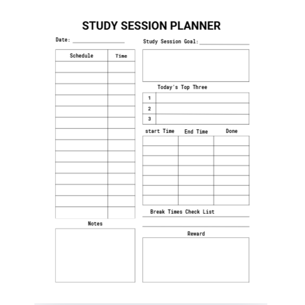 Study Session Planner Bundle