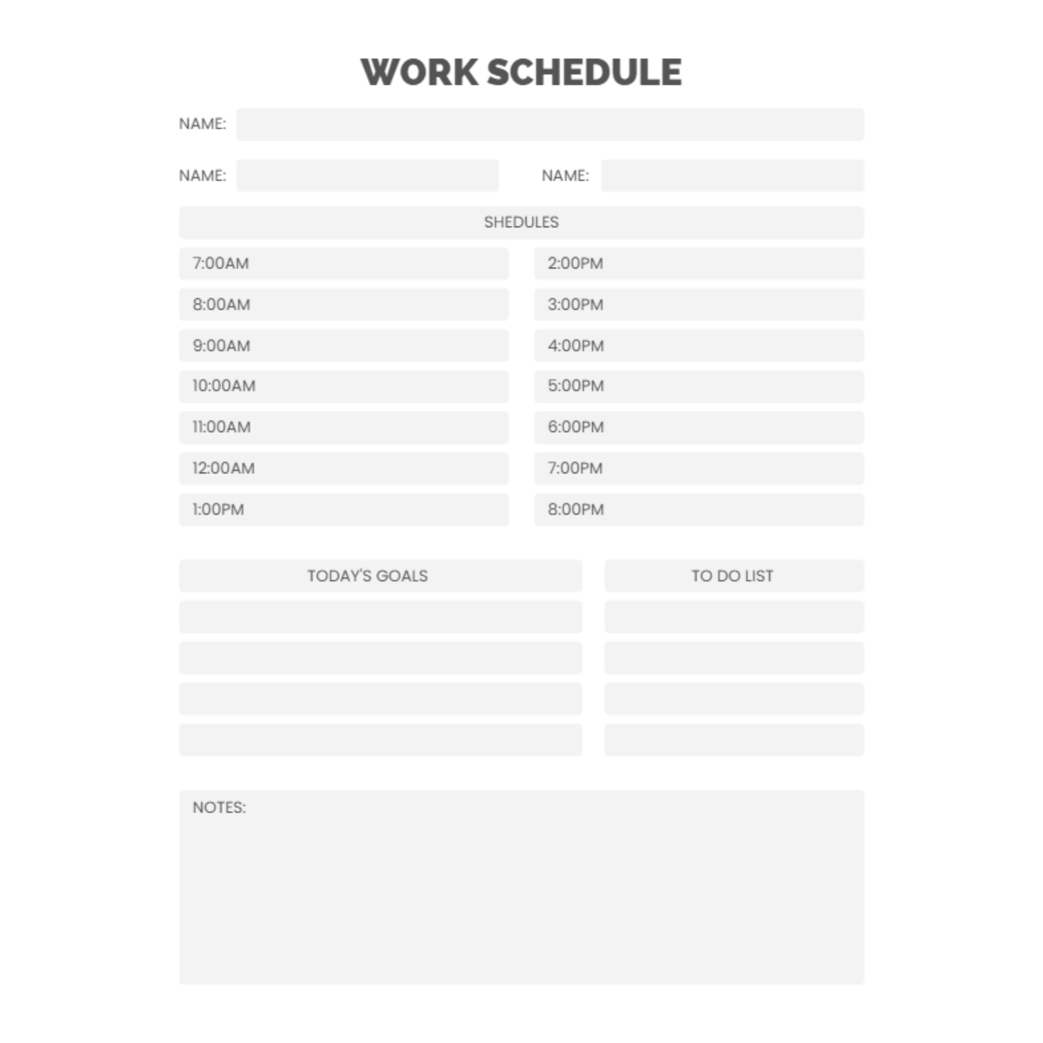Work Schedule Bundle