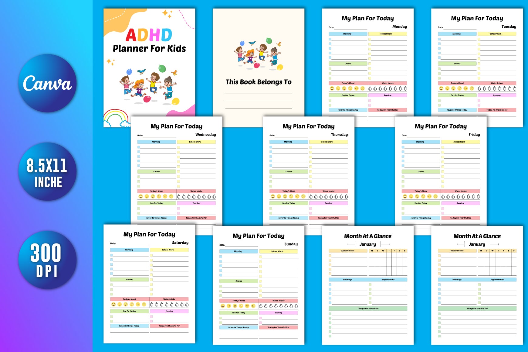 ADHD Planner for Kids daily routine and behavior worksheets