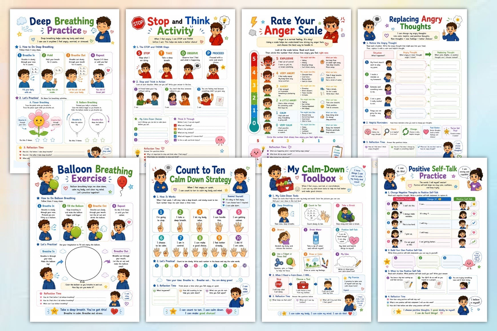 Kids Emotional Regulation Anger Workbook