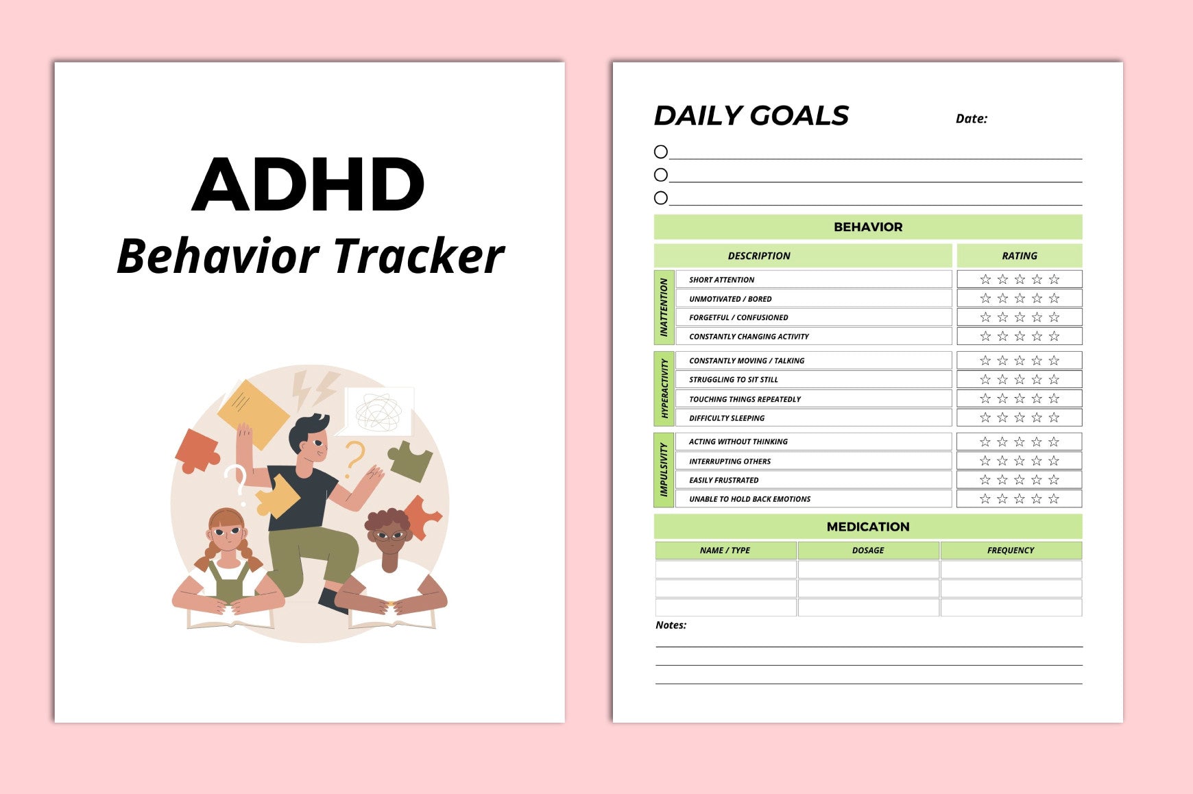 ADHD Behavior Planner behavior tracking and routine worksheets