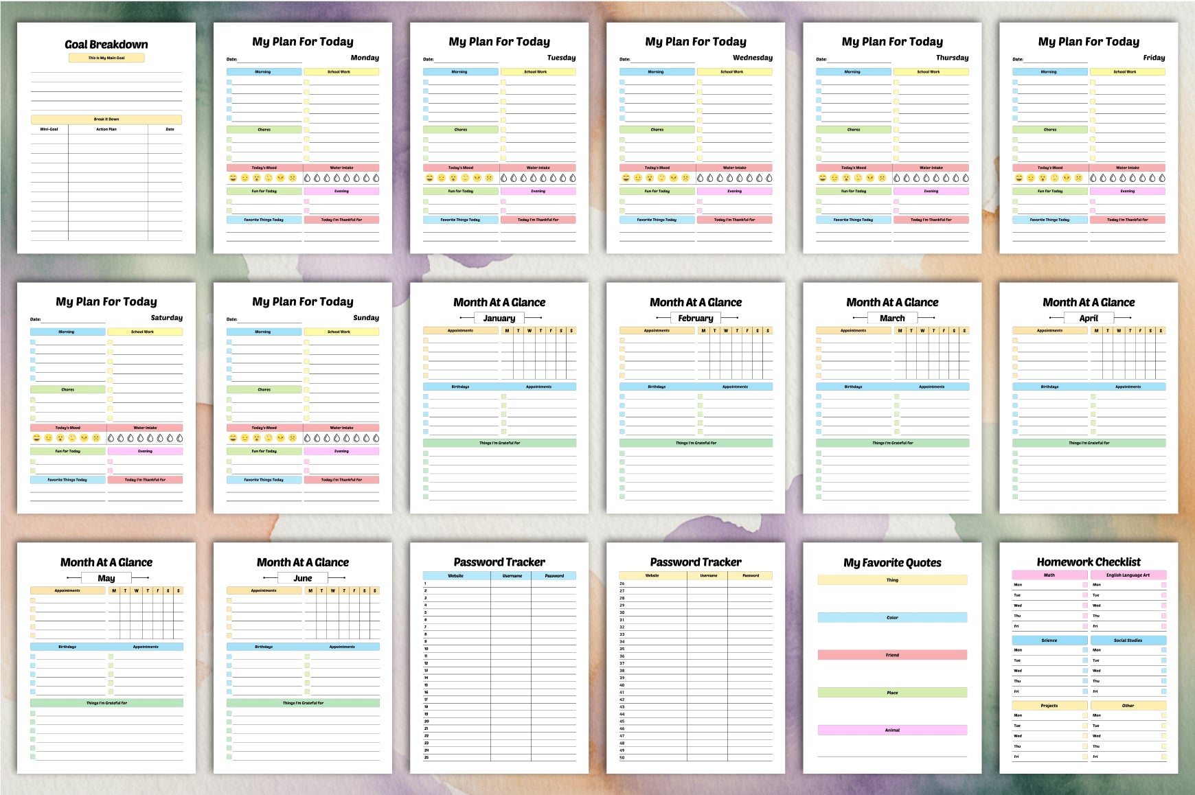 ADHD Planner for Kids daily routine and task planner printable