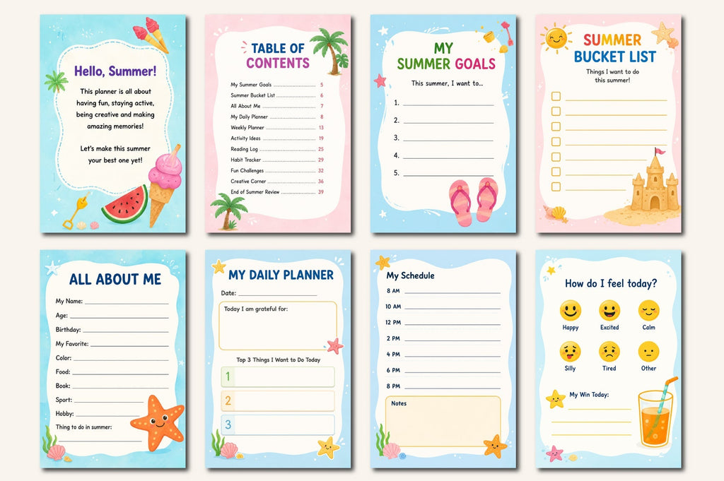 Summer Activity For Kids Planner