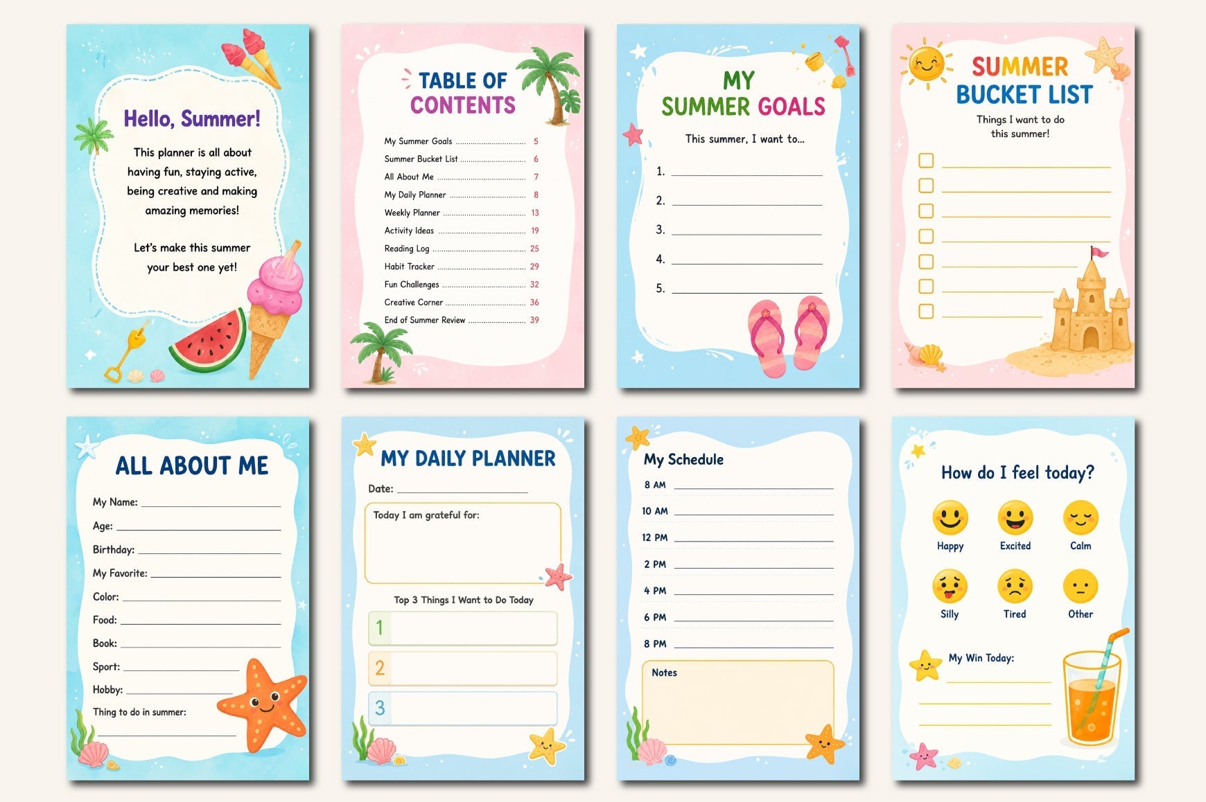 Summer Activity For Kids Planner