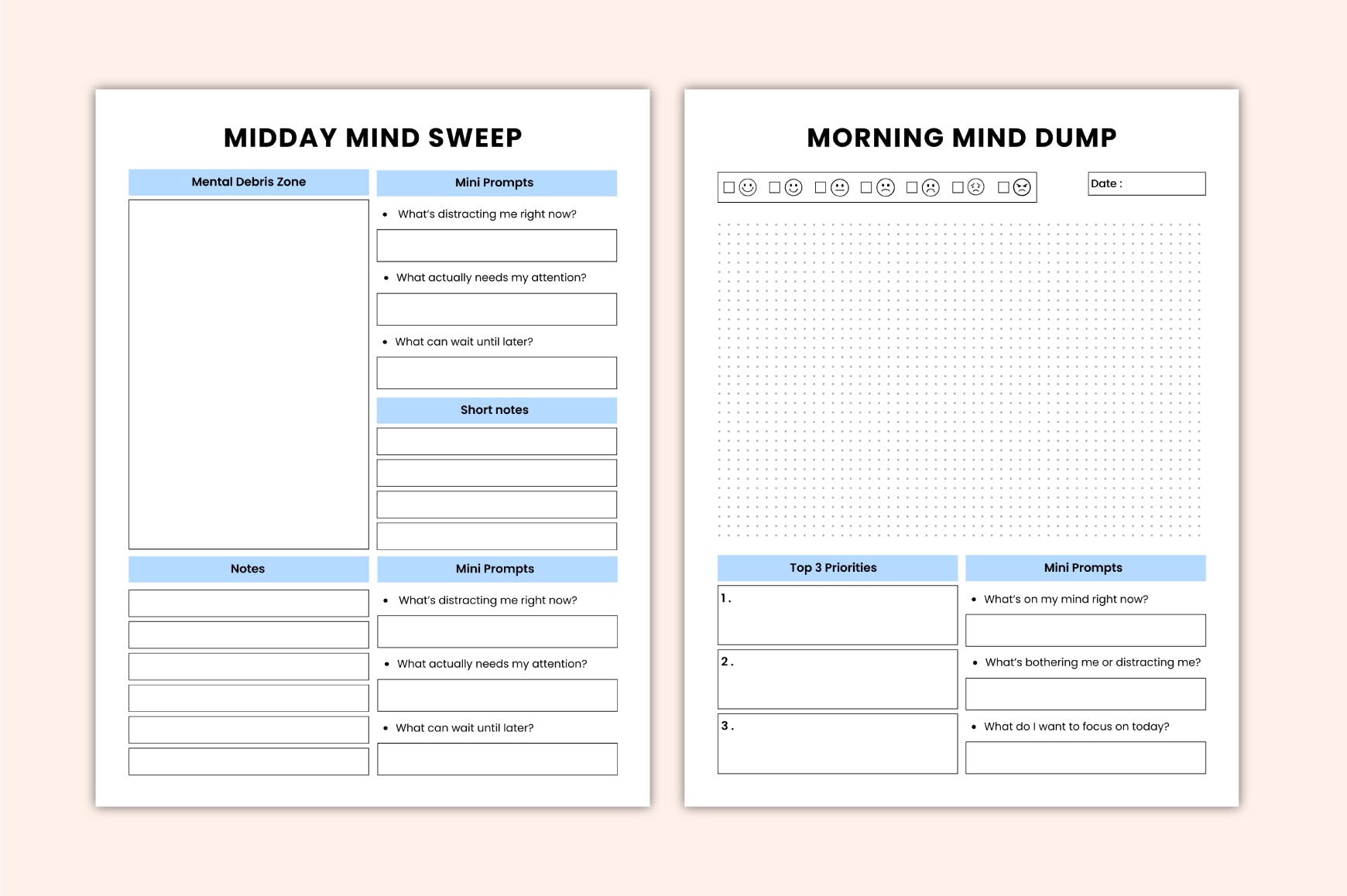 ADHD Productivity Journal focus and productivity worksheets