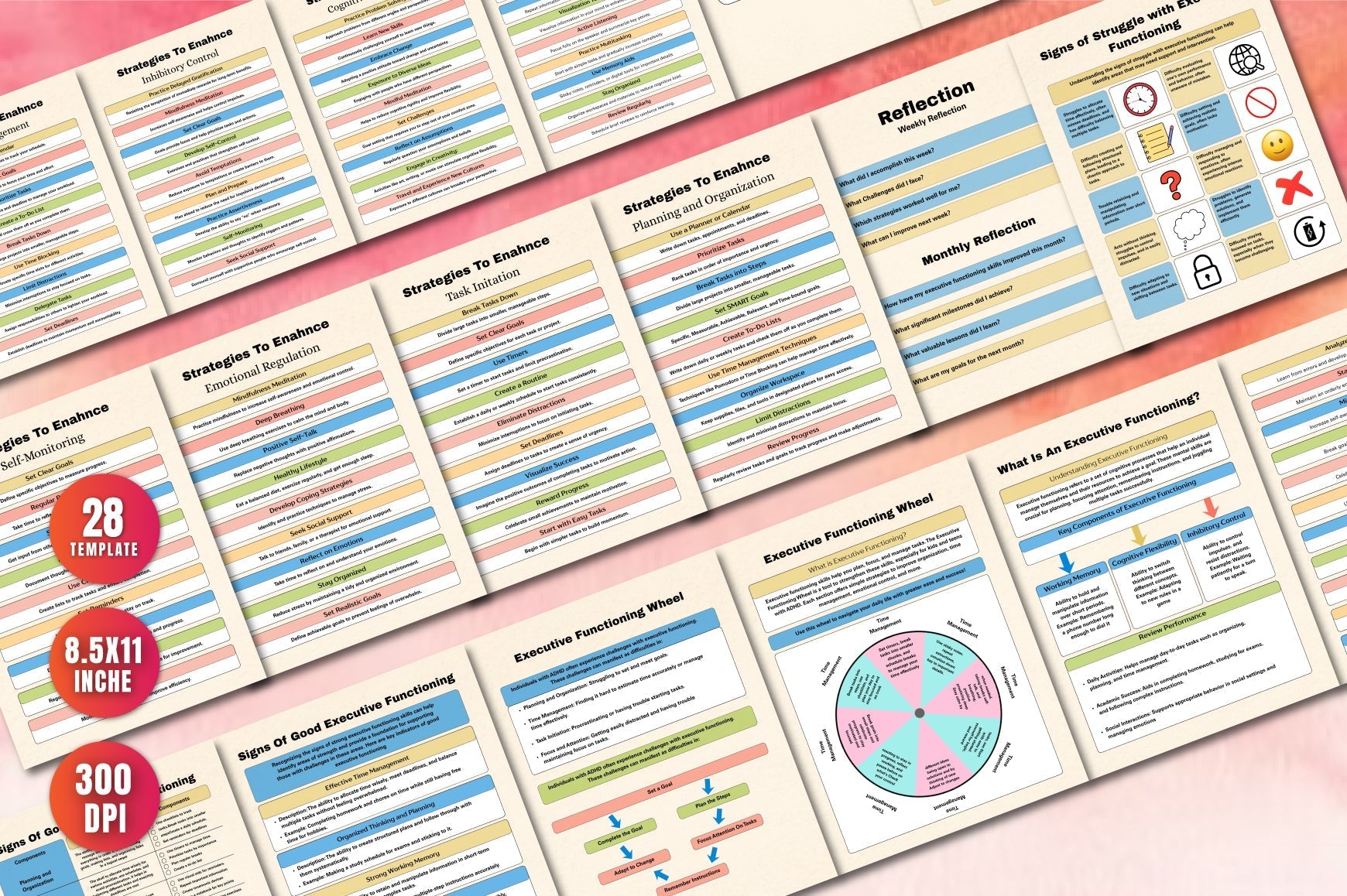 Autism Executive Functioning Planner daily organization and life skills worksheets