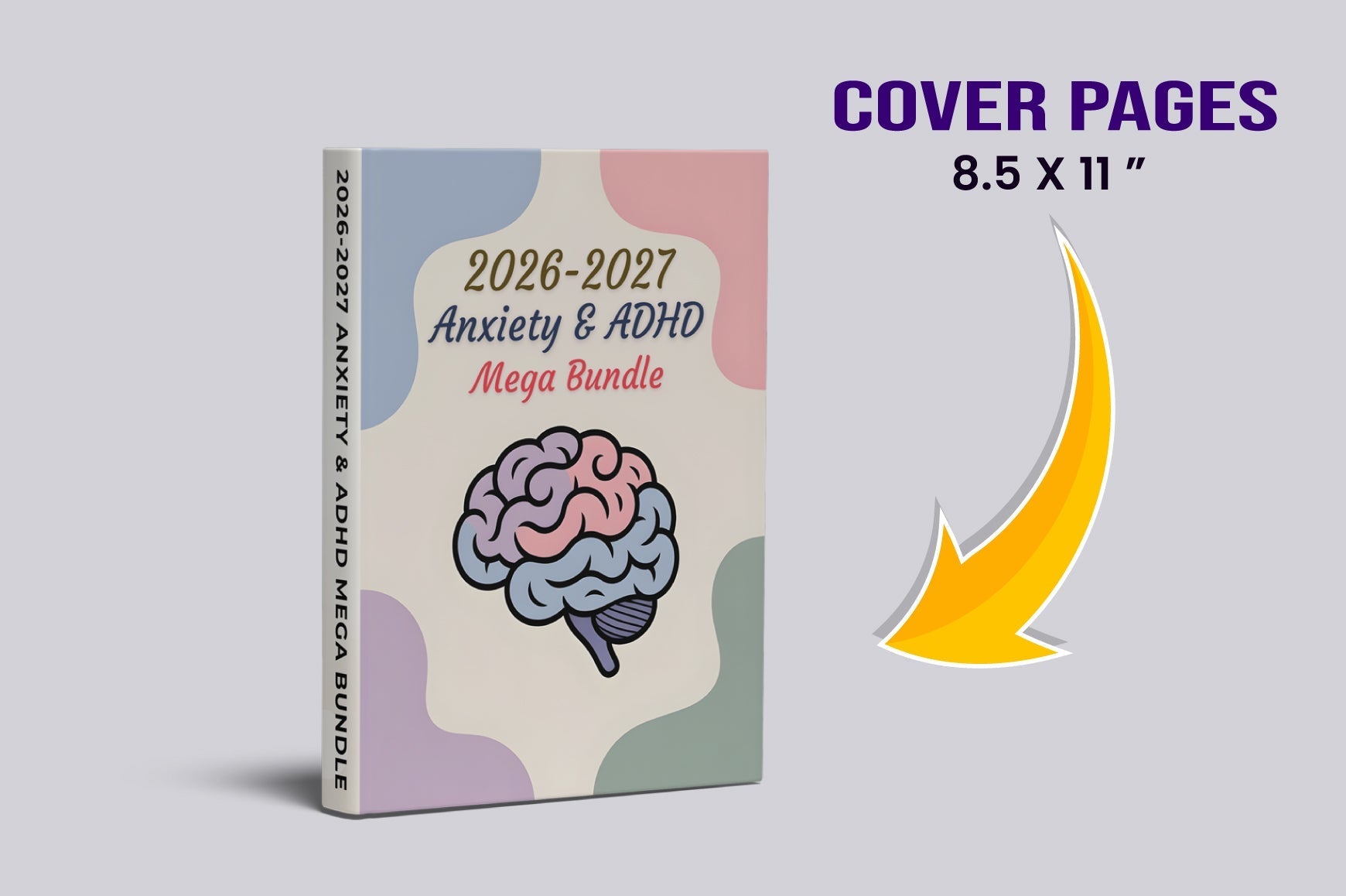 Anxiety ADHD Mega Journal featuring daily planning and reflection worksheets