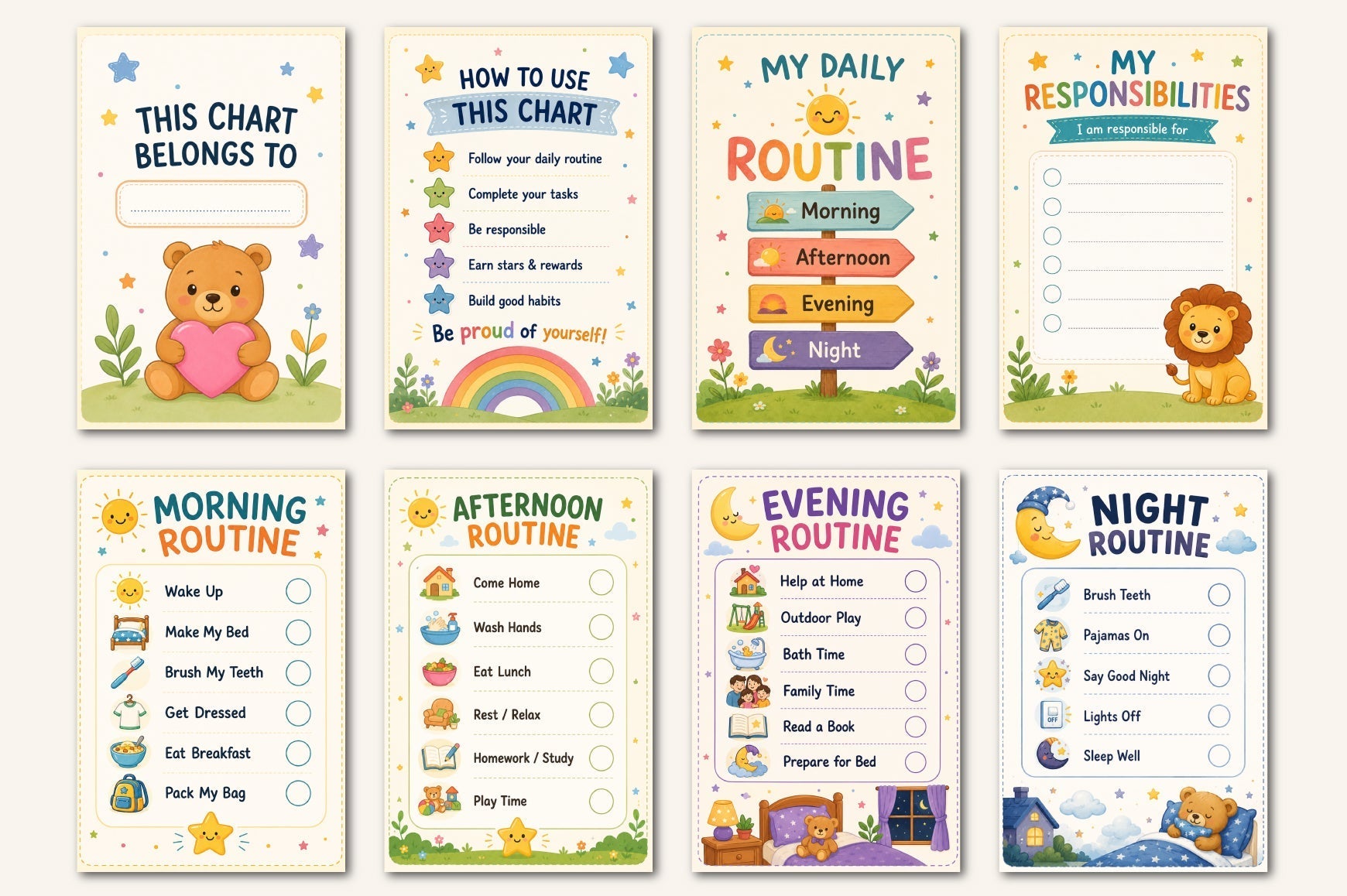 Kids Daily Routine Responsibility Chart