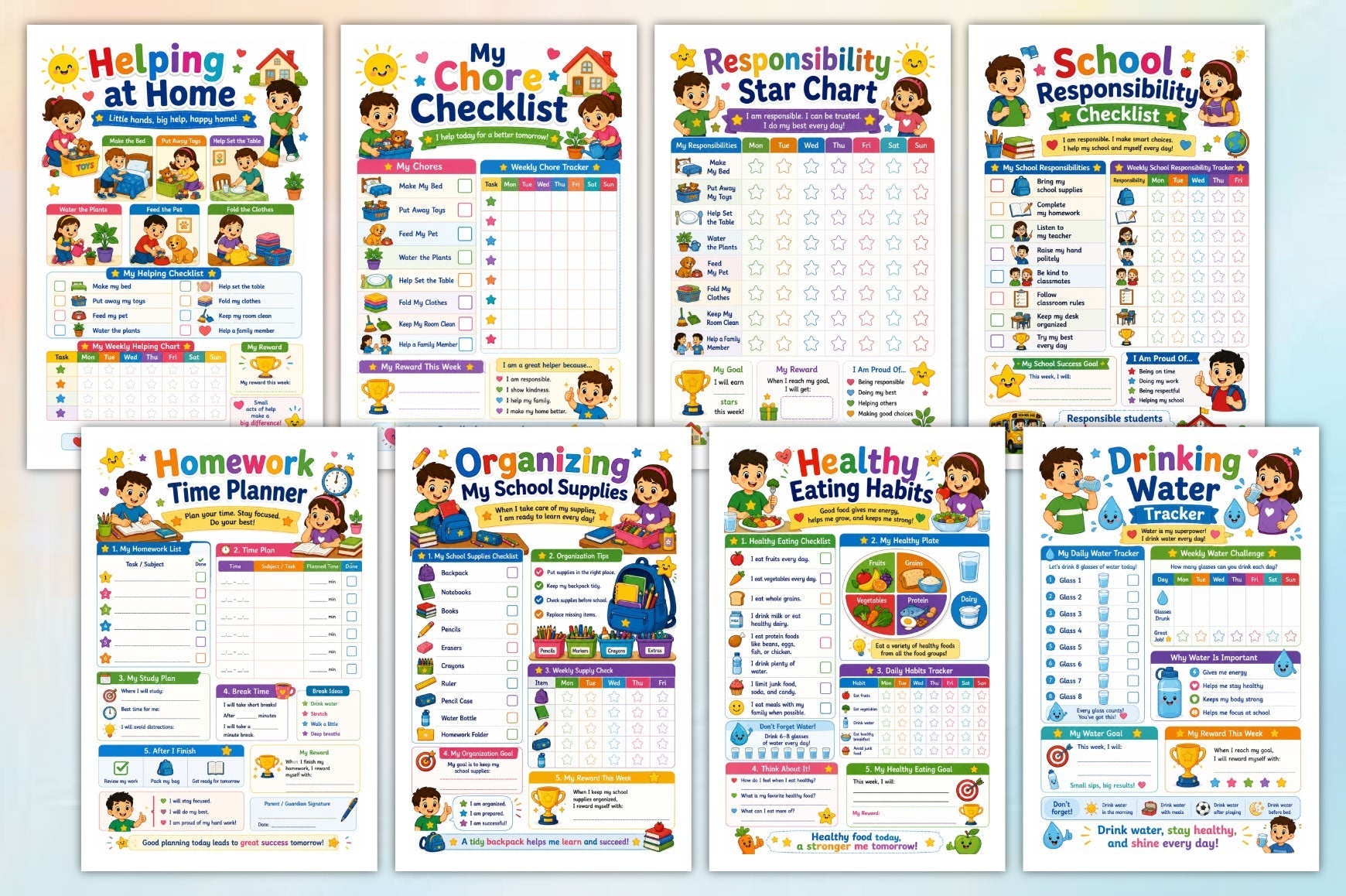 Kids Daily Routine Responsibility Workbook