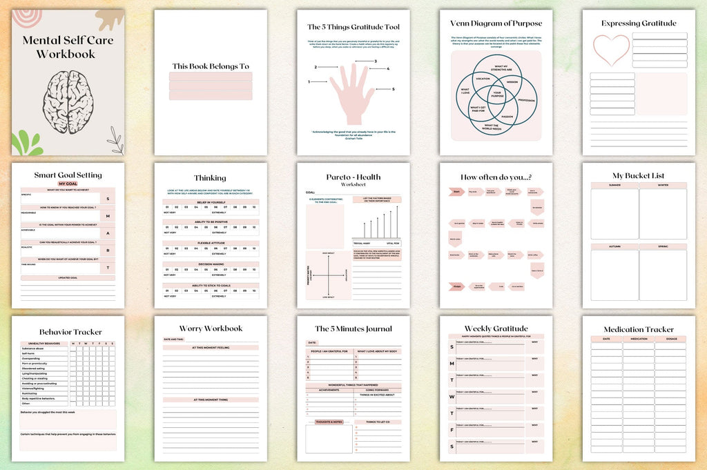 Mental Self Care Workbook for Personal Growth