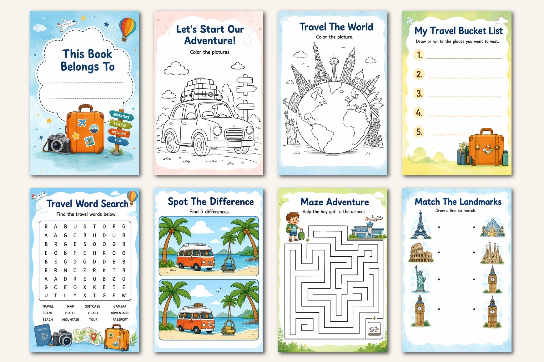Kids Travel Activity Book