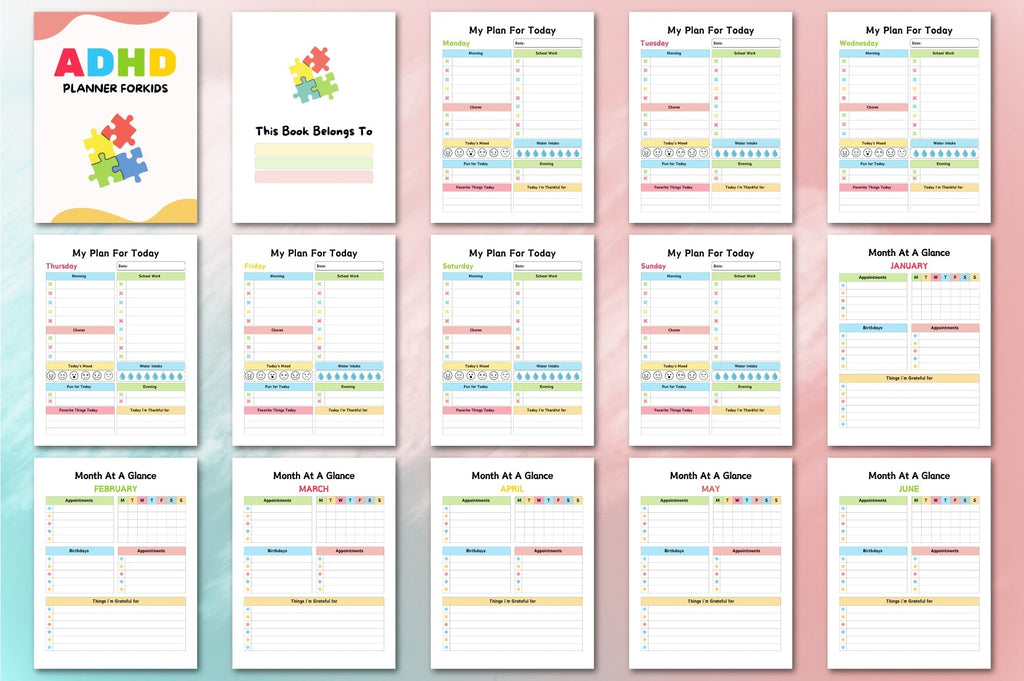 ADHD Planner for Kids Worksheets