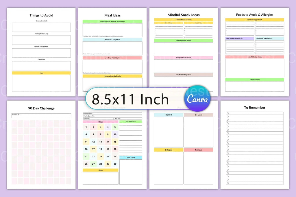 Autism-friendly planner featuring daily schedule, routine tracker, and organization worksheets