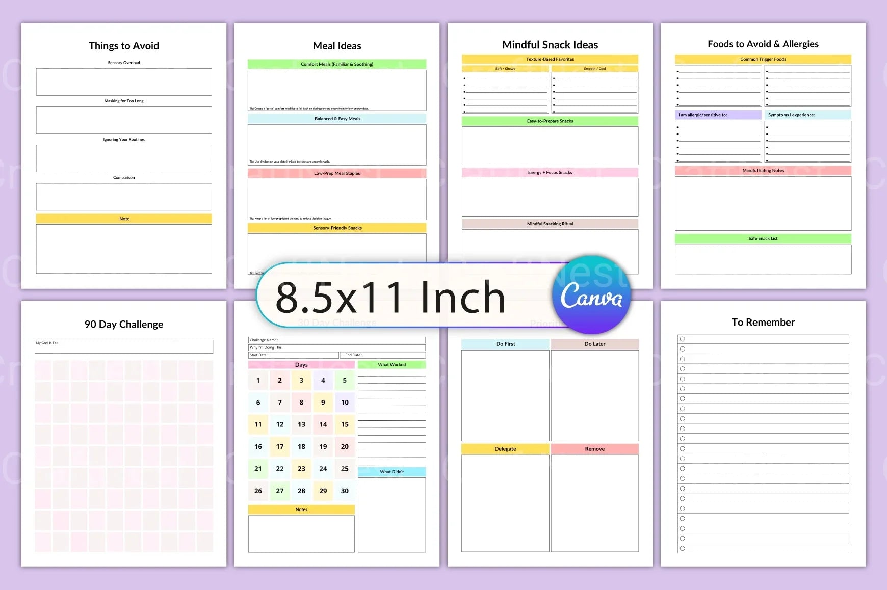 Autism-friendly planner featuring daily schedule, routine tracker, and organization worksheets