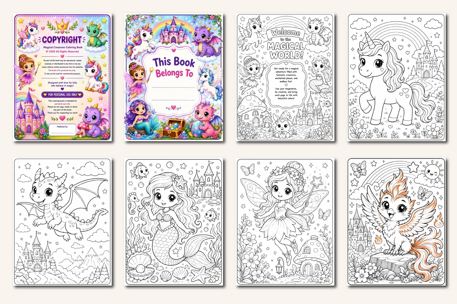Magical Creatures Coloring Book