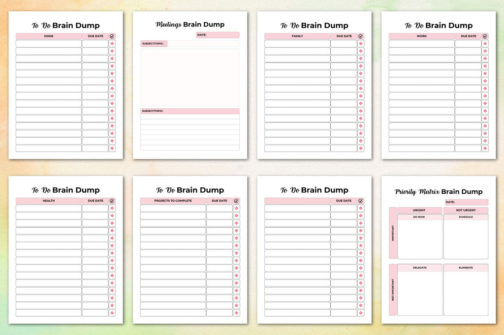 Brain Dump Planner for Effective Organization