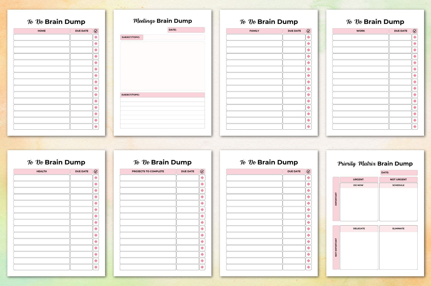 Brain Dump Planner for Effective Organization