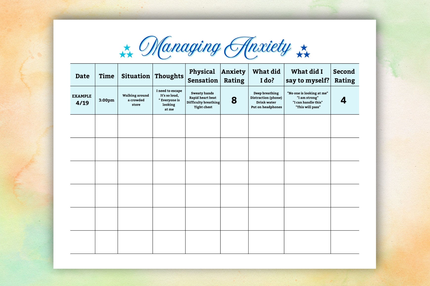 Anxiety Management Planner