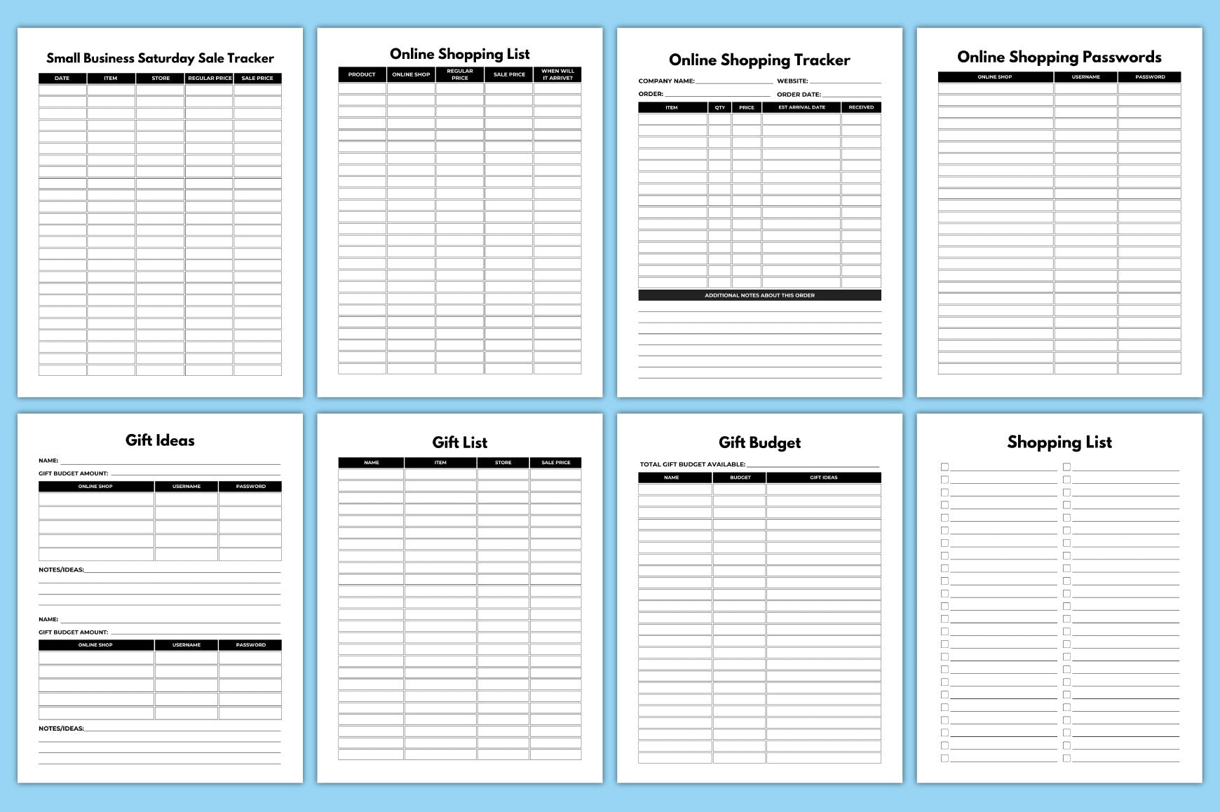 Black Friday Shopping Planner