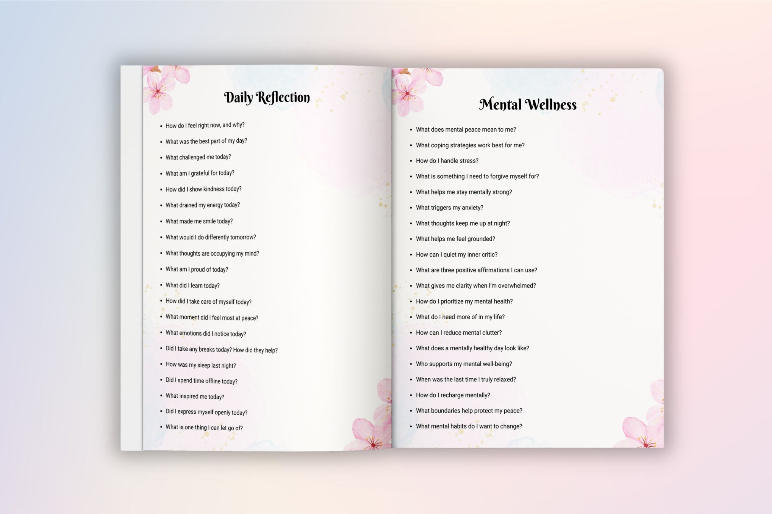 Self Care Prompts for Personal Wellbeing