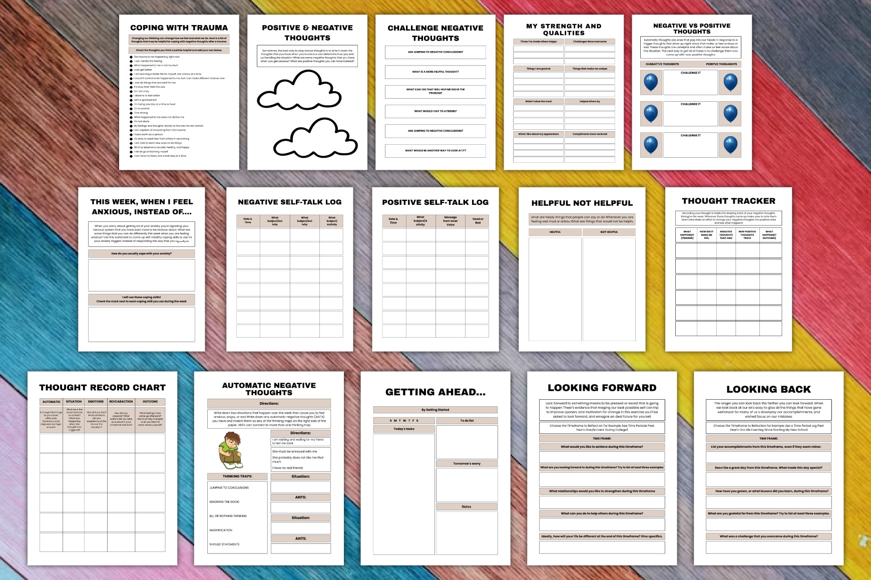 Challenging Negative Thoughts CBT Planner
