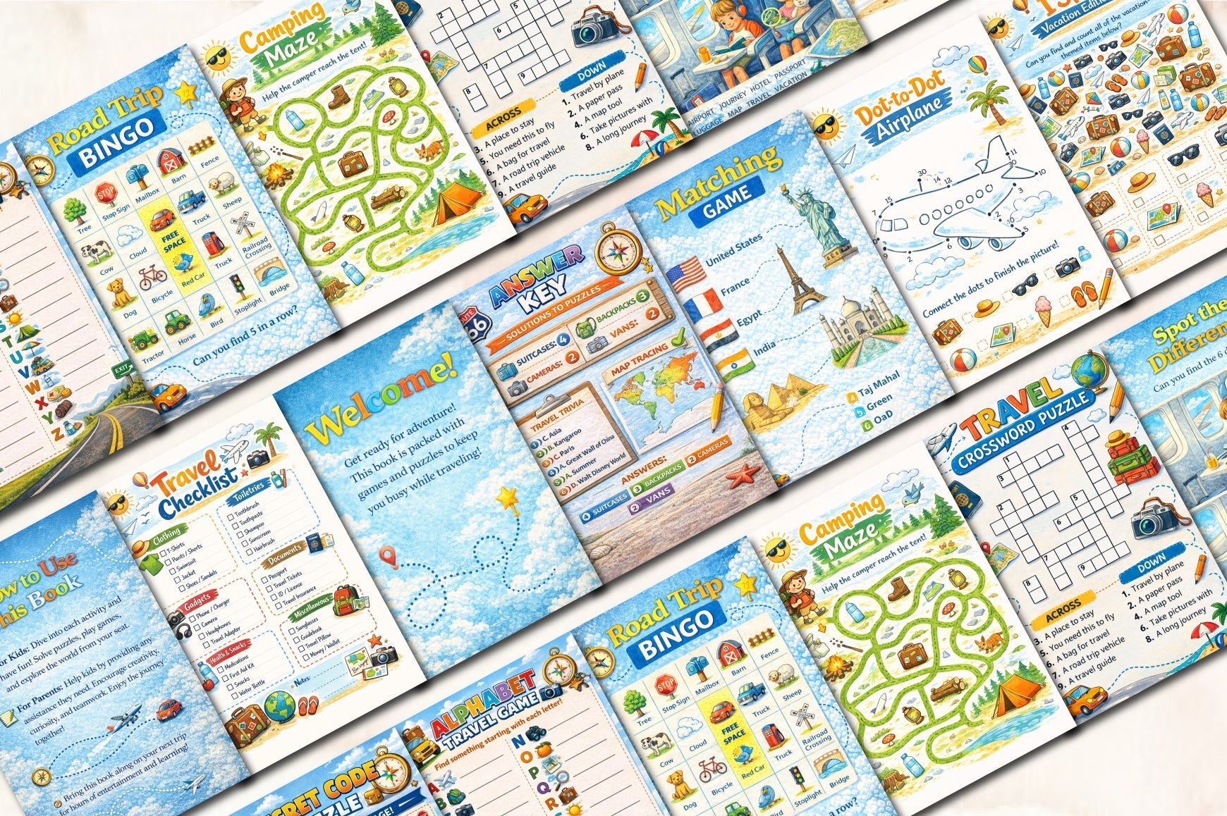 Travel Games & Puzzles Planner for Kids