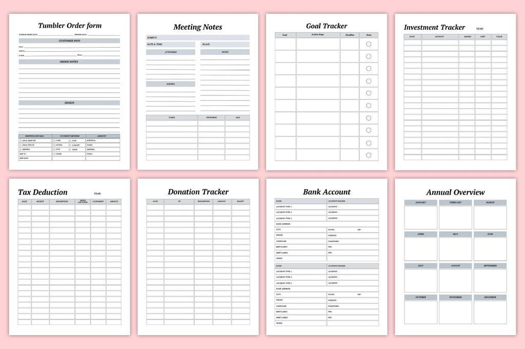 Tumbler Business Planner Template