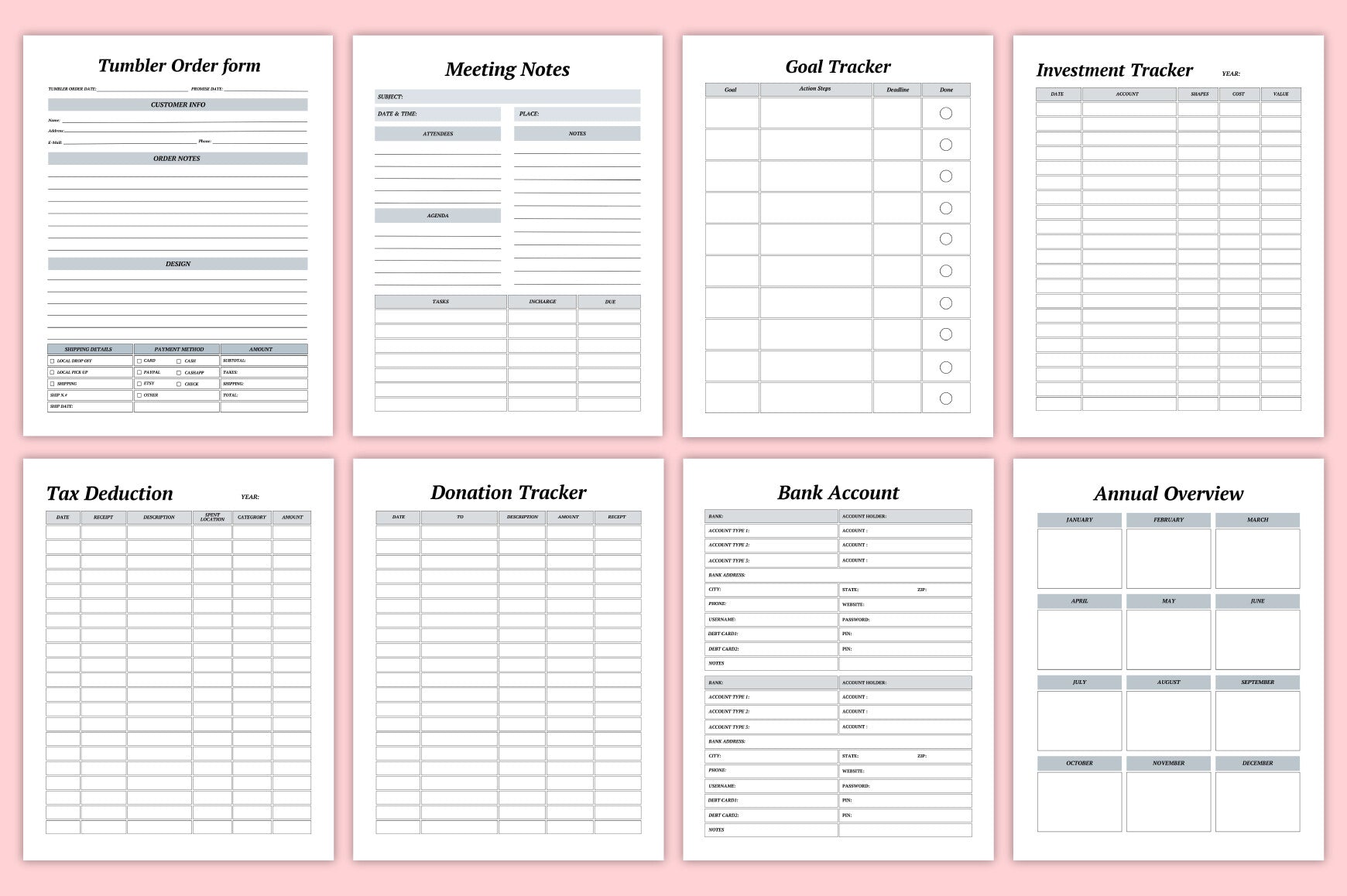 Tumbler Business Planner Template